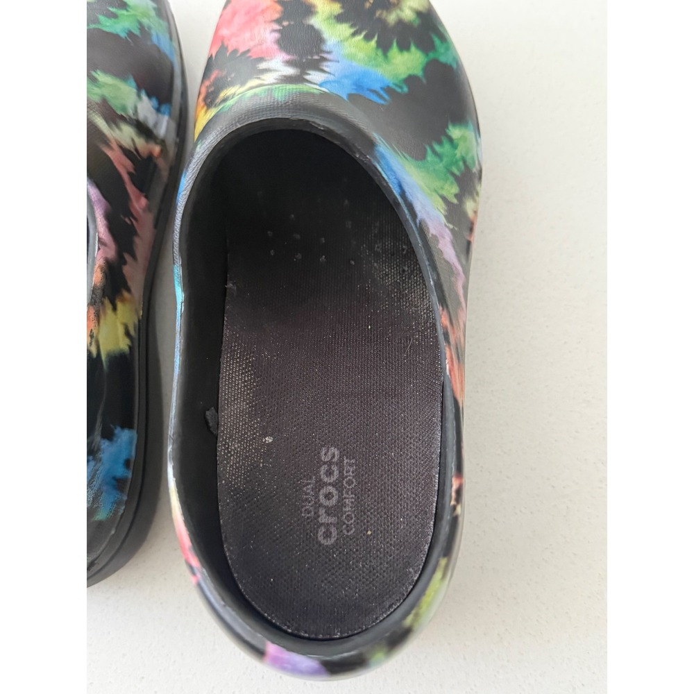 Crocs Neria Pro II Graphic Work Clogs Black Tie Dye Slip Resistant Womens 8 - Picture 5 of 9